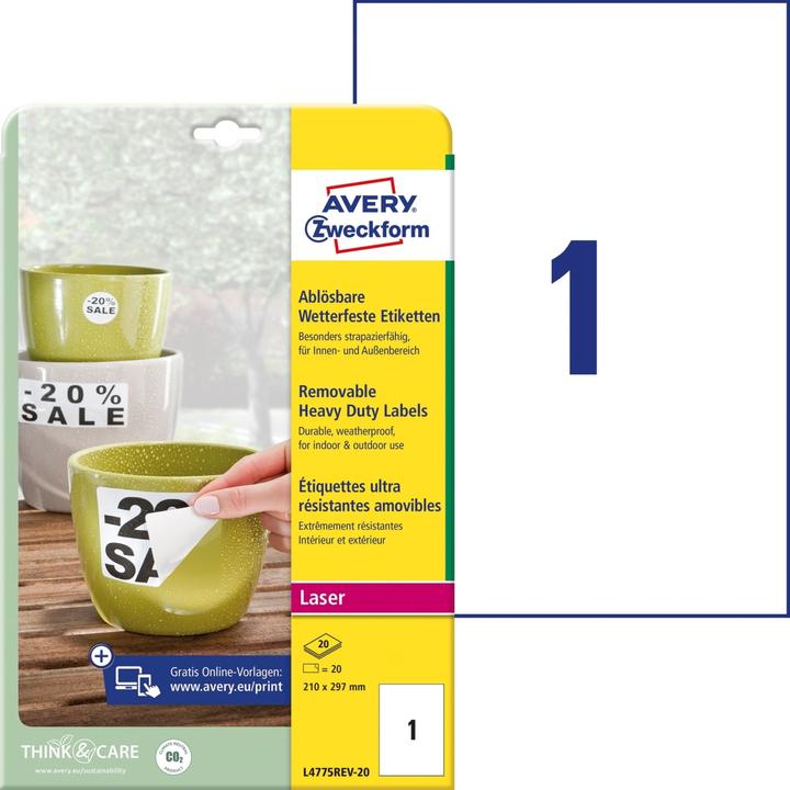 Productafbeelding Avery Etiketten, 210 x 297 mm
