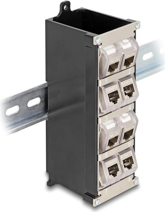 Immagine prodotto Delock Supporto Keystone a 8 porte inclinabile per binario top hat o