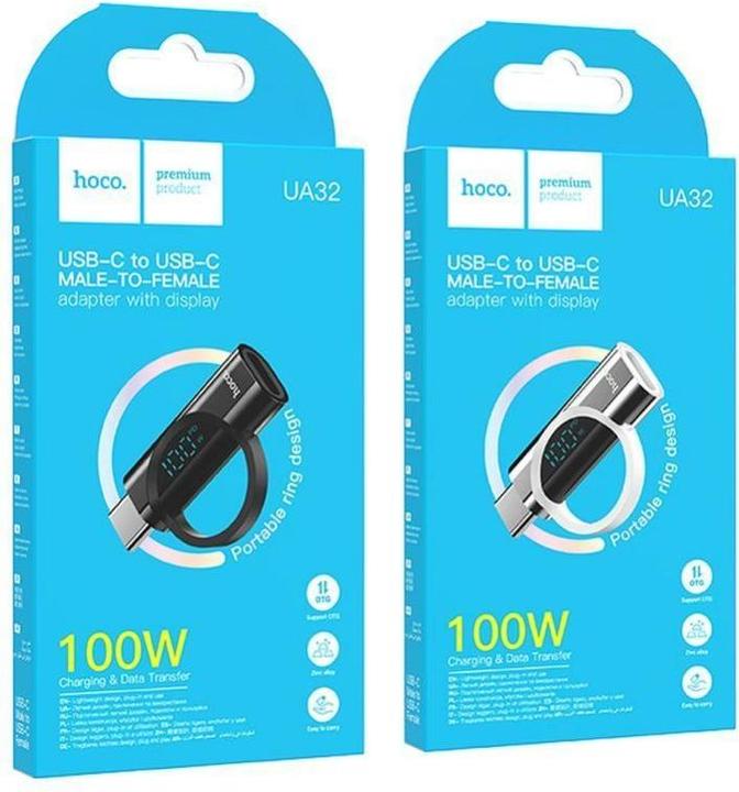 Immagine prodotto Hoco Cable adapter Type C (male) to Type C (female) with digital display 5A 100W UA32 silver