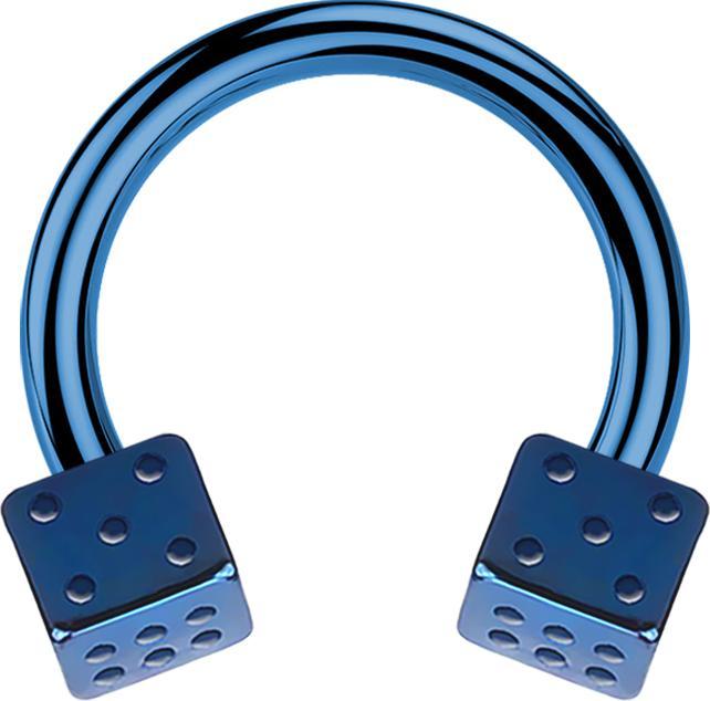 Produktbild Star Piercing Micro Circular Barbell dunkelblau mit zwei Würfel (ohne Messing, Chirurgenstahl 316L)