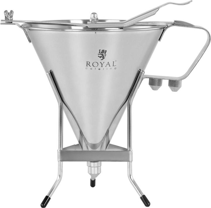 Actual product image Royal Catering Piston Funnel - 1.8 L - Stainless steel - 3 filling tips