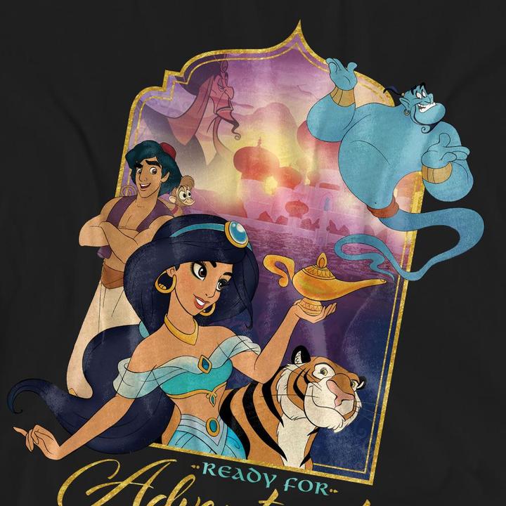 Actual product image Aladdin Unisex Adult Are Ready For Adventure Jasmine Abu Rajah Genie T-Shirt (XL)