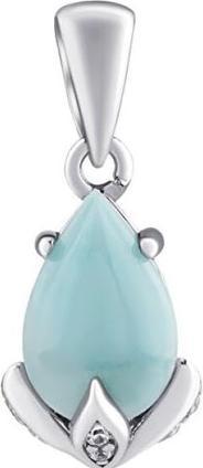 Silvego Clarissa Silver Pendant with Genuine Larimar and Brilliance Zirconia JJJ1267PLR