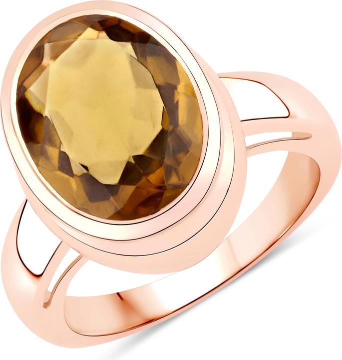 Image du produit Xen Bague avec quartz champagne 925 argent sterling doré à la rose (52, Argent 925)