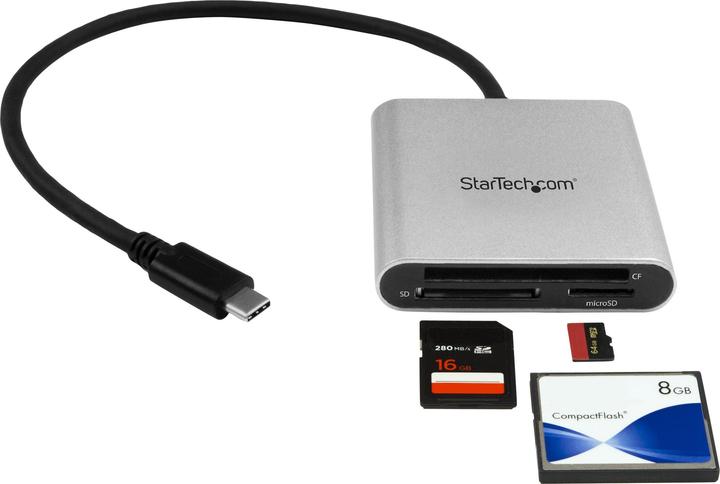 Produktbild StarTech USB 3.0 Kartenleser mit USB-C - SD, MicroSD, CompactFlash Speicherkartenleser mit USB-C Kabel (USB-C)