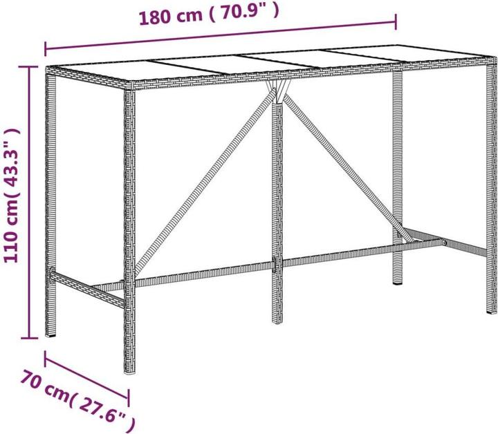 Immagine prodotto VidaXL Set bar da giardino 7 pezzi con cuscini in Poly Rattan marrone (48 cm)