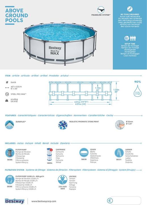 Produktbild Bestway Steel Pro Max Pool Set (Ø 457 x 122 cm)