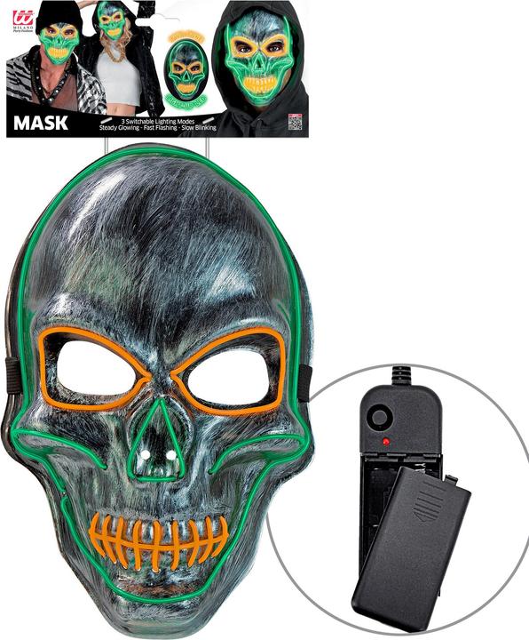 Produktbild Widmann Silberne Totenkopfmaske mit LED Beleuchtung