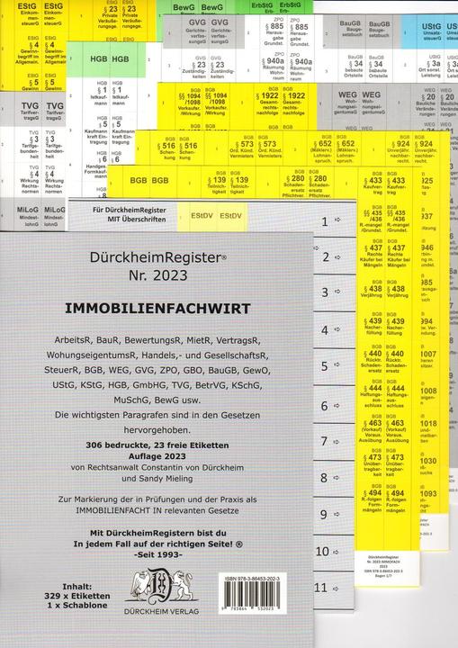 Image du produit DürckheimRegister® IMMOBILIENFACHWIRT Griffregister (2019/2020) (Allemand, Constantin Dürckheim, 2023)