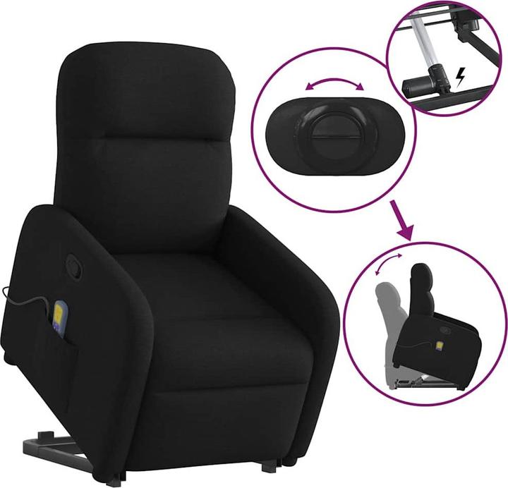 Produktbild VidaXL Massagesessel mit Aufstehhilfe Schwarz Stoff