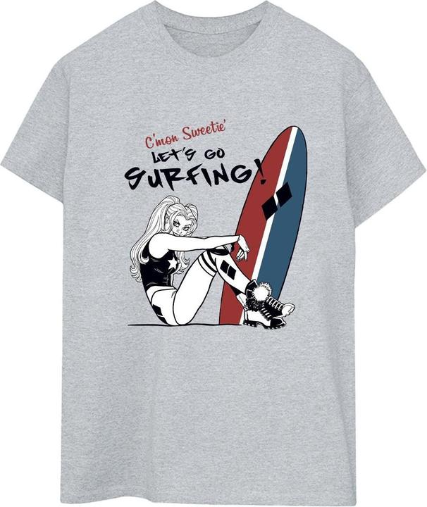 Actual product image Womens/Ladies Harley Quinn Let's Go Surfing Cotton Boyfriend T-Shirt (XL)