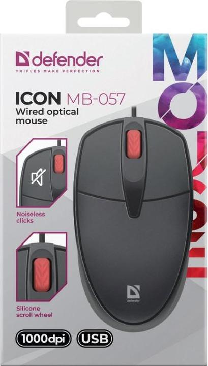 Actual product image Defender ICON MB-057 1000 DPI wired silent click mouse (Cable)