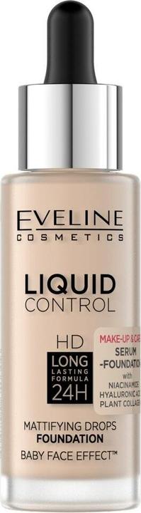 Eveline EVELINE Liquid Control HD Mattifying Drops Foundation matujący podkład do twarzy 002 Soft Porcelain (002 Soft Porcelain)