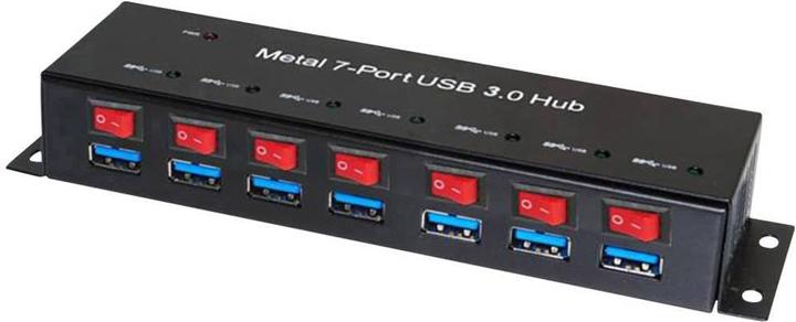 Image du produit Renkforce Hub 7 ports USB 3 métal, commutable (USB-B, 7 Ports)