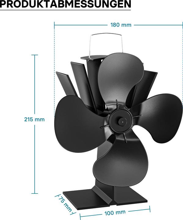 Image du produit Wiltec Ventilateur de poêle (18 x 12,5 x 21,5 cm)