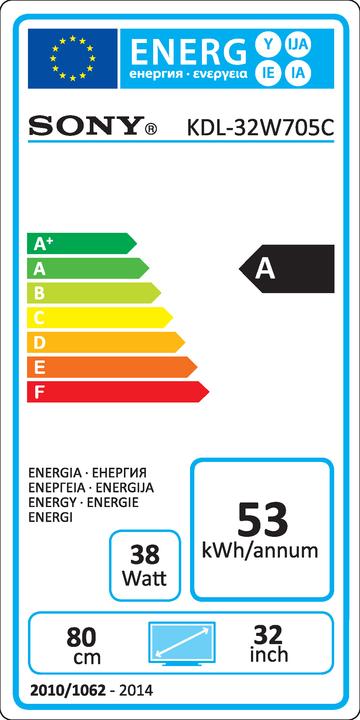 Energy Label Sony Kdl-32w705c (32", LCD, Full HD)