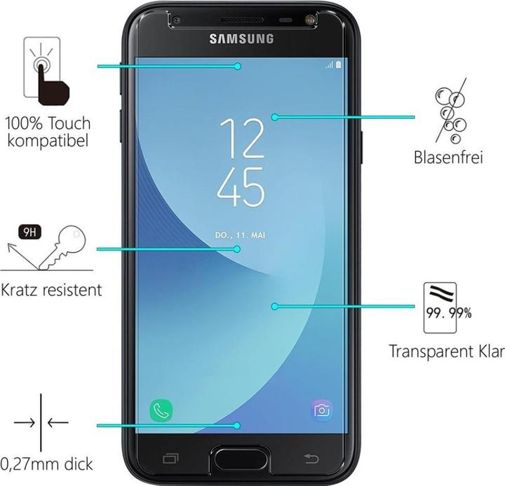 Produktbild Screenguard Samsung Galaxy J5 2017 Panzerglas Schutzfolie Case Friendly Design (1 Stück, Samsung Galaxy J5 (2017))