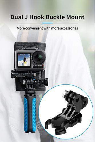 Actual product image Telesin Dual GoPro-Style 3-Prong Buckle Mount (Black) (Xiaomi yi, DJI Osmo Action)
