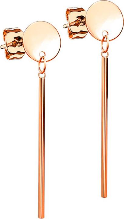 Produktbild Star Piercing Ohrstecker rosegold runde Platte Anhänger Zylinder (ohne Messing, Chirurgenstahl 316L)