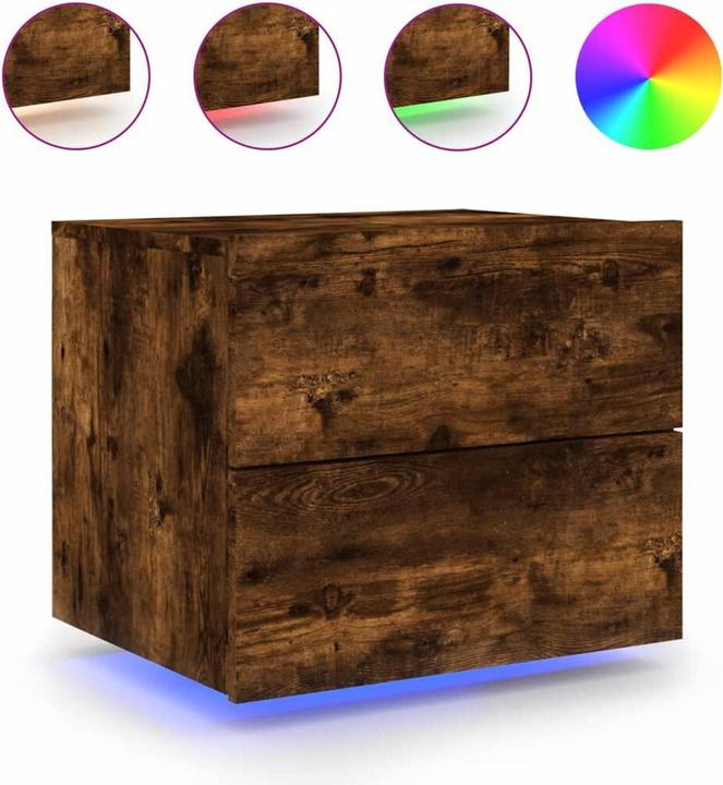 Productafbeelding VidaXL Nachtkastje met LED verlichting gerookt eiken, kleur (50 x 39 x 41 cm)