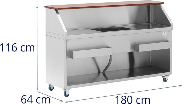 Produktbild Royal Catering Mobile Cocktail-Station Becken Eisfach Cocktailtheke Cocktailbar aus Edelstahl (Barlöffel + Cocktailrührer)