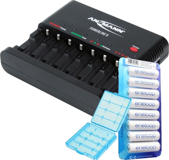 Image du produit Panasonic Eneloop 8 piles AA Mignon et chargeur Ansmann Powerline 8 (8 pcs)
