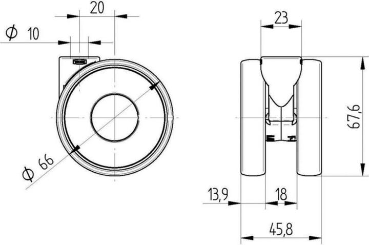 Produktbild Tente Doppellenkrollen Linea 65