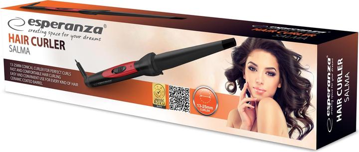 Image du produit Esperanza SALMA Fer à friser Chaud Noir Rouge 1 7 m (13 mm)