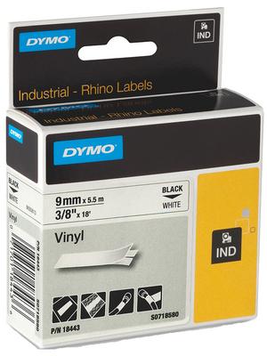 Produktbild Dymo Rhino 19mm weiß auf schwarz Vinyl (1.90 cm, Schwarz)