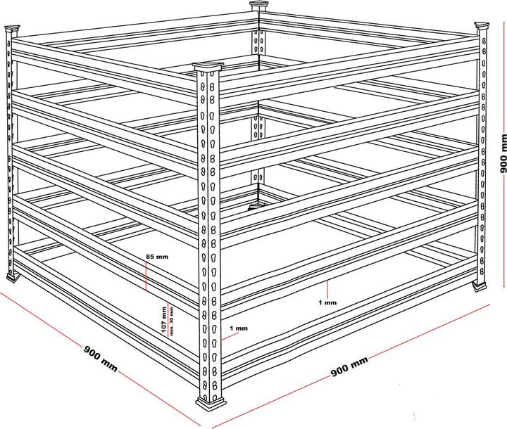 Produktbild Wiltec Gartenkomposter 90x90x90cm Metall Komposter Kompostbehälter Biokomposter (720 l)