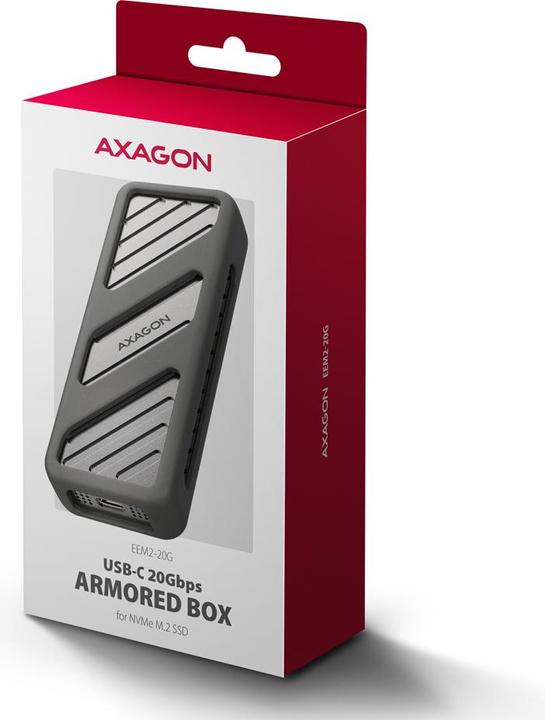 Actual product image Axagon EEM2-20G NVMe SSD enclosure, USB-C 3.2, 20 Gbps, 2230 - 2280 - black (M.2 2230, M.2 2260, M.2 2280, M.2 2242)