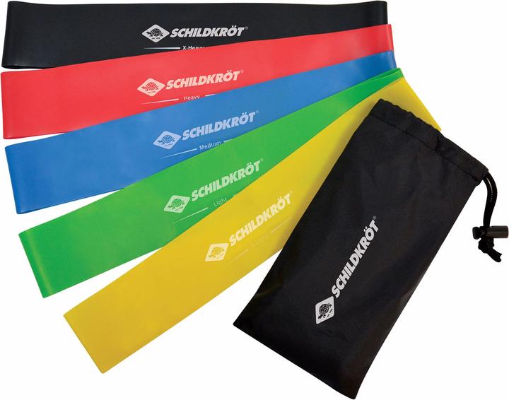 Schildkröt Mini Resistance Band 5er Set (0.30 m, Extra Léger, Léger, Moyen, Fort, Extra fort)