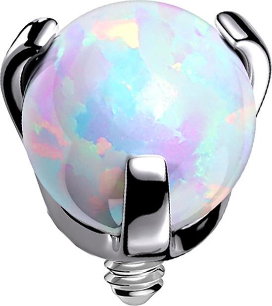 Produktbild Star Piercing Dermal Anchor silber Kugel Opal weiss gefasst (ohne Messing, Titan G23)