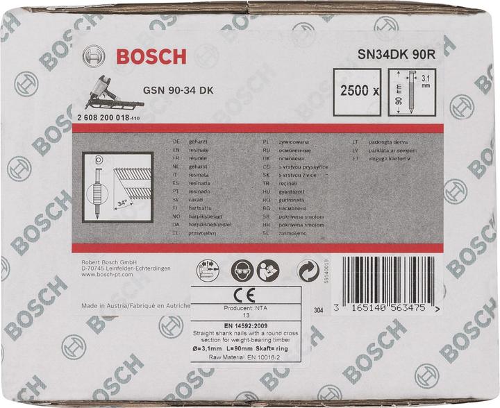 Produktbild Bosch Professional Zubehör D-Kopf Streifennagel SN34DK 90R, 3,1 mm, 90 mm, blank, gerillt