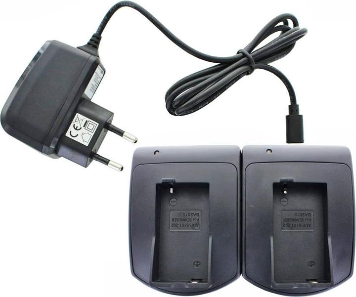 Produktbild AccuCell Schnell-Ladegerät und 2x Akku passend für den Sennheiser BA2015 (Akku)