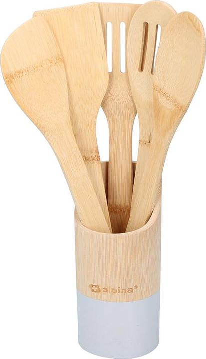 Actual product image alpina - 5er-Set Kochutensilien aus Bambus mit Ständer (grau)
