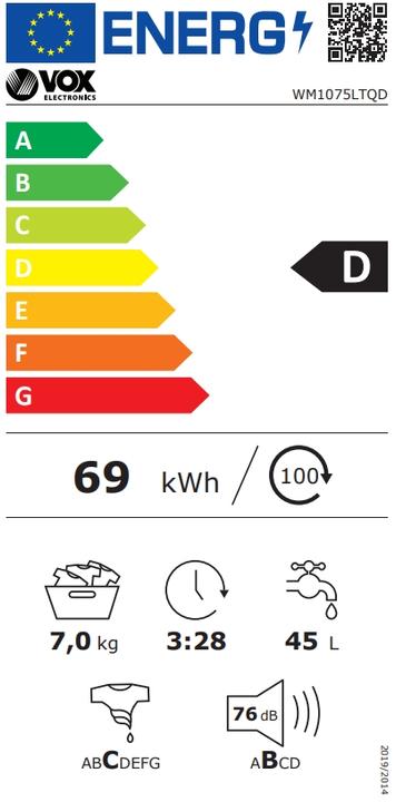 Energie-Label Vox WM1075-LTQD (7 kg, Links)