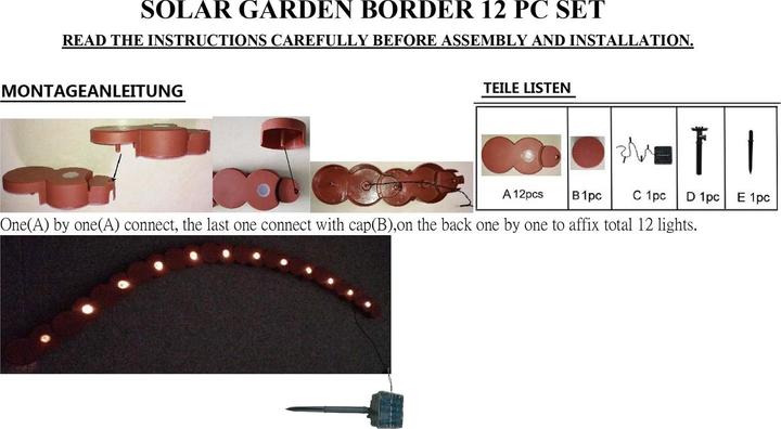 Actual product image HTI-Living Beeteinfassung Länge 190 cm mit Solar-Lichterkette (192 cm)