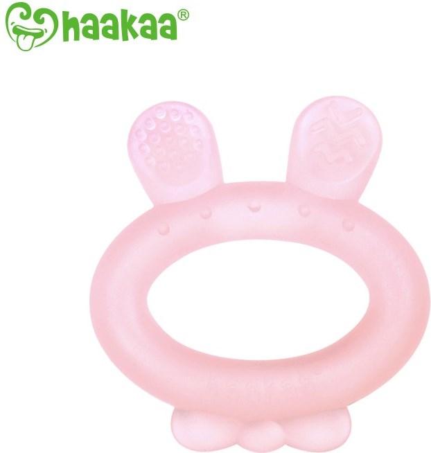 Actual product image Haakaa Teething Ring Rabbit Ear- Pink