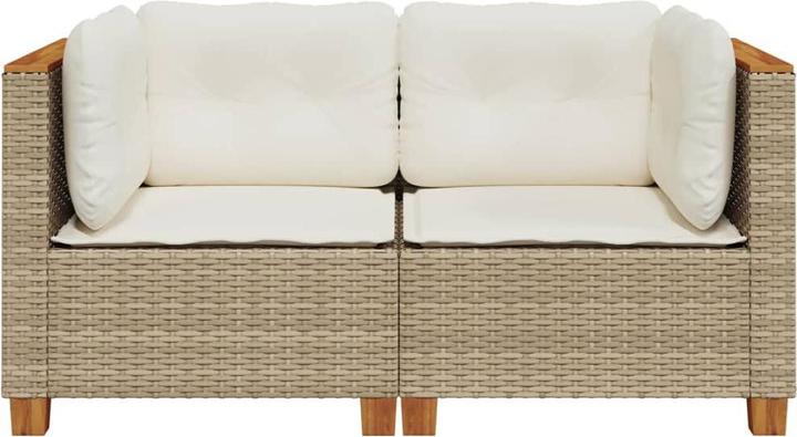 Image du produit VidaXL Jardin Canapé d'angle Coussin Canapé central Canapé de jardin 2 pcs. Beige Poly Rattan