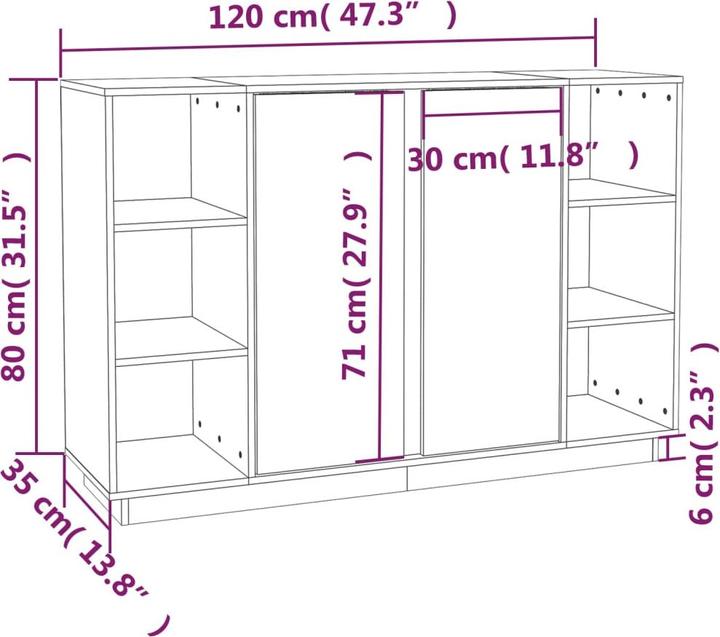 Produktbild VidaXL Sideboard 120x35x80 cm Massivholz Kiefer,Material (120 x 35 x 80 cm)