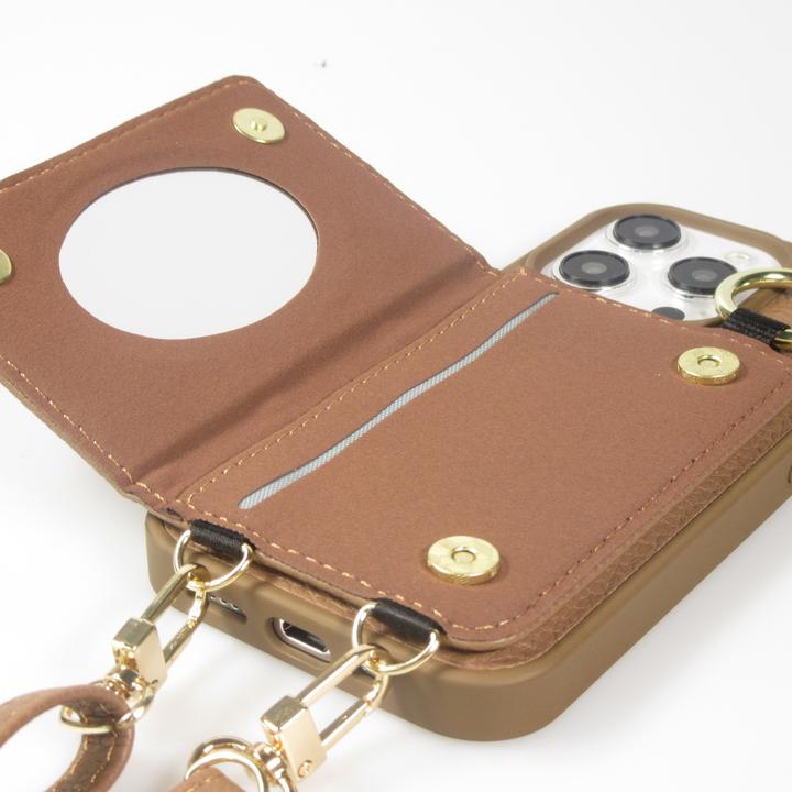 Image du produit PhoneLook Coque Cuir matelassé avec miroir et compartiment carte inclus grande lanière amovible (Apple iPhone 15 Pro Max)