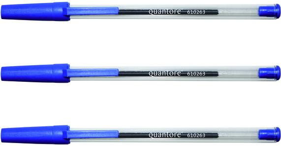 Produktbild Quantore 50x Kugelschreiber mit Kappe blau mittel (Blau, 50 x)