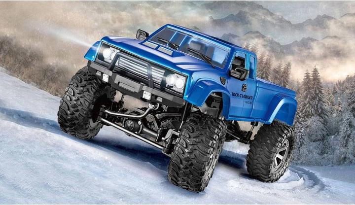Actual product image Amewi RC AMX Pickup Truck RTR blue with wheels & chains 4WD (RTR Ready-to-Run)