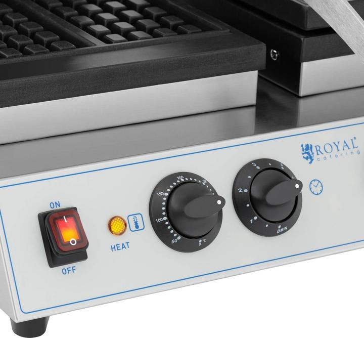 Produktbild Royal Catering Doppel-Waffeleisen belgisches Waffeleisen Waffelmaschine rechteckig 2 x 1.500 W (EU-Stecker)