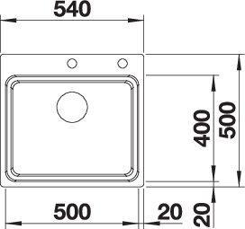 Actual product image Blanco Etagon 500-IF/A (Top-mounted sink, 50 cm, 54 cm)