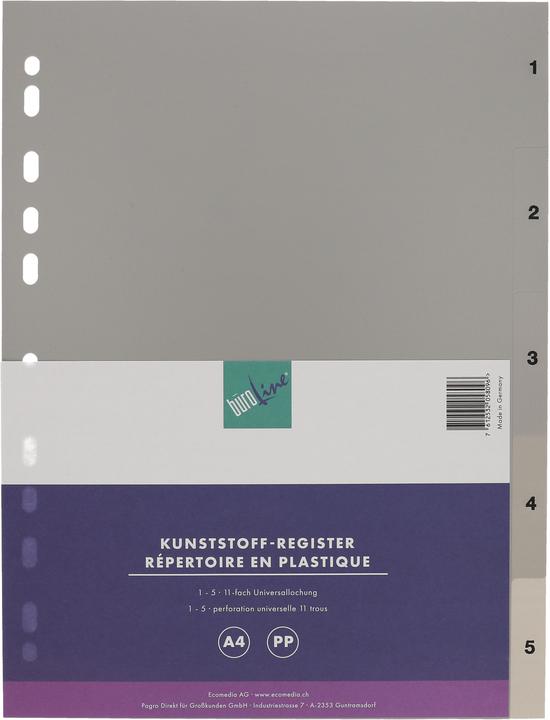 Produktbild BüroLine Register PP grau A4