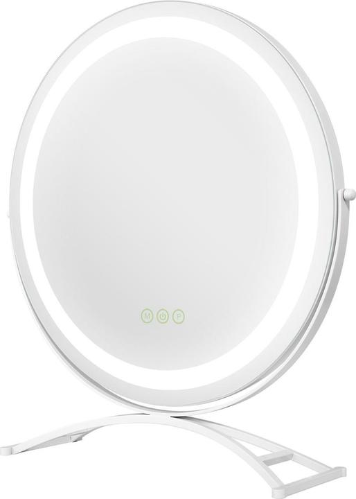 Emke Kosmetikspiegel Runder mit Beleuchtung, 3 Farbtemperatur und Dimmbar, 360° Drehbar, 50cm, Weiss