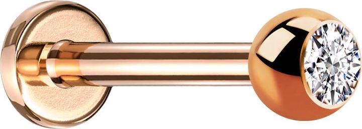 Star Piercing Labret rosegold mit Kugel Kristall silber (Chirurgenstahl 316L)