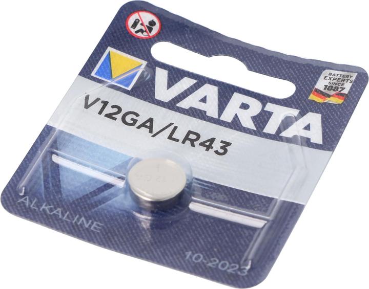 Produktbild Varta V12GA, LR43, 186, 84, LR1142 Knopfzelle (1 Stk., LR43, 80 mAh)